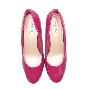 Hot Pink Fuchsia Patent Finish Pumps 3” Heels Comfort Plus Wide 8.5W